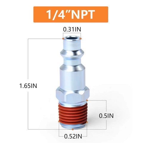 Quarter Inch NPT Male Industrial Air Plug 300 PSI Pneumatic Plugs Pack Of 20 With Pre Coated Threads for precise measurements