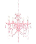 Five-Bulb Vintage Crystal Chandelier In Pink Sapphire, Hardwired Ceiling Fixture With Faux Crystal Beads And Glass Accents displayed