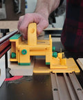 Knuckle Saver 3D Pushblock And One Eighth Inch Grip Leg Combo For Table Saw Safety in use on a router table with wood