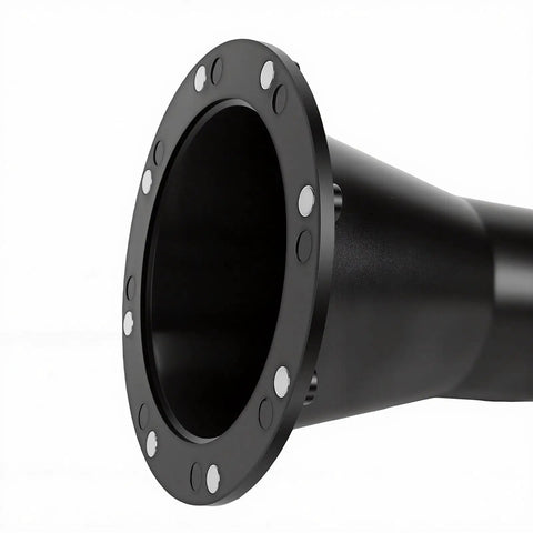 Yunseity 2 1/2 Inch Magnetic Dust Collection Connector With Rubber Cuff Coupler showing black funnel end and magnetic dots.