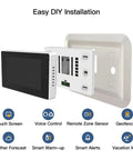 Smart Programmable Thermostat With Zone Remote Sensor And C Wire Adapter, Energy Saving, Works With Alexa And Google Assistant, Tuya Smart Life Remote Control, 7 Day Scheduling, 24VAC, shown in DIY installation process with icons