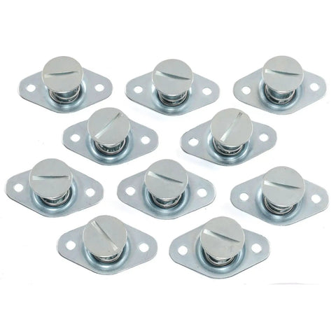 Straight Up Heavy Duty Quarter Turn Fasteners With Five Sixteen Inch Shank Zinc Plated Steel Slotted Drive Self Ejecting Mechanism packed in a set of 10.