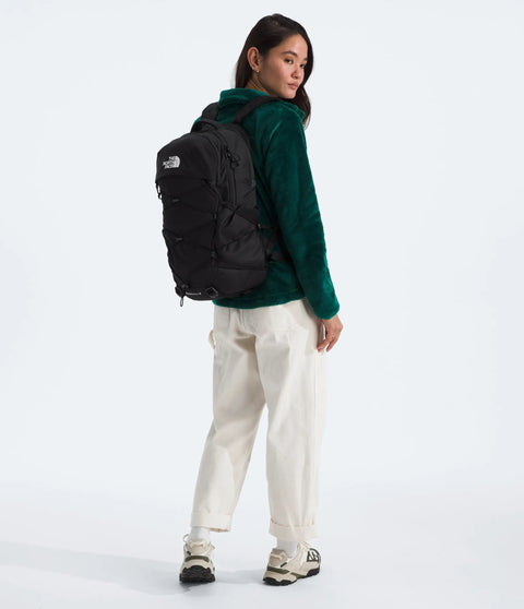 Person wearing Borealis Commuter Laptop Backpack With Water Repellent Fabric Laptop Sleeve And Large Main Compartment Ergonomic FlexVent Support.