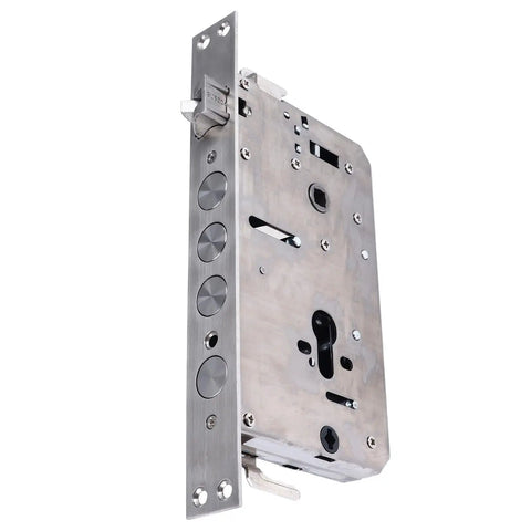 Skip The Keys With This Smart Fingerprint Door Lock Cylinder Crafted From Heavy Duty 304 Stainless Steel Mortise Deadbolt showing interior mechanism.