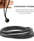 Heavy Duty U Shaped Garage Hooks With Slick Non Slip Coating For EV Charging Cable Holder showing elastic band for cable organization.
