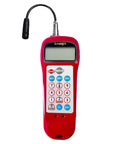 Dual Readout Sonic Belt Tension Meter Gauge For Precise Force And Frequency Testing, 0.01 N To 99,900 N And 10.0 Hz To 5,000 Hz, Backlit LCD, 1 Percent Accuracy, Auto Sleep After Inactivity, Pro Grade Belt Tension Tester, red handheld unit with probe