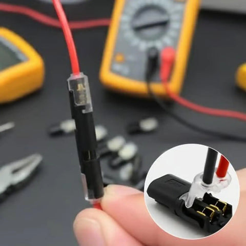 Double Wire Push-In Connector With Locking Buckle For Easy No-Twist Splices And Secure Electrical Wire Connections, black housing