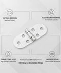 180 Degree Invisible Hinge Zinc Alloy Flush Mount Hardware For Fold Down Tables And Cabinet Doors Concealed Hardware