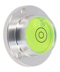 Close-up of a Small Horizontal Bubble Level with a metal flange and green bubble vial, ideal for precise leveling tasks.