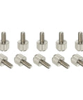 10 Pack 6-32 Knurled Phillips Thumb Screws Nickel Plated Carbon Steel arranged in a row, ideal for PC computer case mounting.
