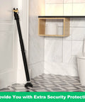 Security Bar And Sliding Glass Door Lock Adjustable Door Jammer with Interchangeable Caps in bathroom setup