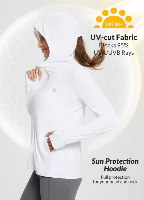 Women's UPF 50 Plus Sun Protection Hoodie Jacket For Hiking And All Day Outdoor Adventures Lightweight Long Sleeve With Hood