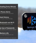 Wireless Temperature And Humidity Sensor Made In USA With 24 Seven Data Logger And Alarm, Bluetooth Smart Thermometer And Hygrometer, Bluetooth Only No Wifi, Auto Minute Readings And Phone Alerts For Home Or Office on snow