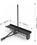 48 Inch Tow Behind Lawn Dethatcher Rake With 24 Spring Steel Tines And Lift Handle, Heavy Duty Lawn Attachment For ATVs And Riding Mowers