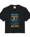 Cool CNC Tools Vise Square Gauge Set For Machinists Men Gifts Boxy Fit Cropped T Shirt in black featuring skeleton graphic.