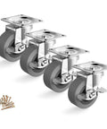 4-pack 2 inch heavy duty caster wheels with brakes, locking swivel casters with rubber wheels for furniture carts, includes screws