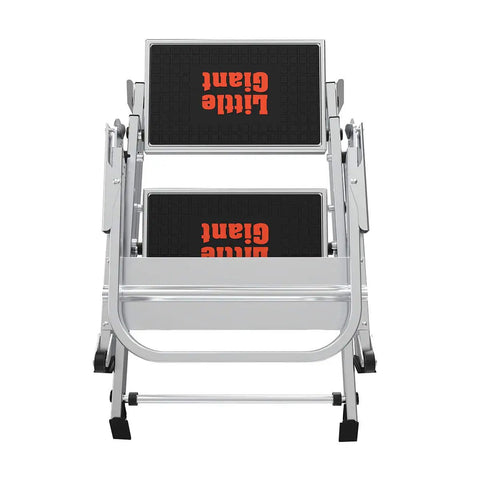 Top view of Lightweight Aluminum 2 Foot Grab And Go Safety Step Stool With Handy Handrail 300 Lb Rating 2 Step Design Type 1A.