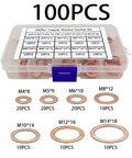 Top Flat Copper Washers 100 Pcs Assortment Kit Heat Resistant Sealing Gaskets For Automotive Sump Plugs Sizes M4 M5 M6 M8 M10 M12 M14 Universal Fit Metal Sealant For Garage Mechs Fix Leaks And Keep Engine Safe With Solid Hold As The Real Deal. 100pcs copper washer kit in plastic case, M4-M14 sizes