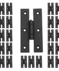 Pack Of 24 Black Wrought Iron H Cabinet Hinges 3 Inch Flush Mount Antique RSF Finish for cupboard wardrobe furniture doors hardware