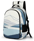 Minimal Mountain Lake Art Backpack For Everyday Carry Unisex Large Capacity Durable Polyester With Smooth Zipper And Breathable Fabric