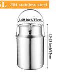 Beefy 304 Stainless Steel Water And Milk Can Jug With Sealed Lid Built To Last No Leak Design Odorless Rust Proof Easy Clean