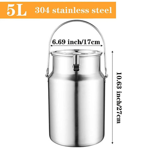 Beefy 304 Stainless Steel Water And Milk Can Jug With Sealed Lid Built To Last No Leak Design Odorless Rust Proof Easy Clean