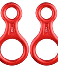 Lightweight 35kN Aluminum Figure 8 Descender Rigging Plate Red 2 Pack For Rappel And Climbing, Aviation Grade A7075