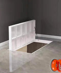 Slick Flush Floor Hatch Door For Basement Cellar Hidden Crawl Space Access Panel Locks Down Firm With Vinyl Tile Granite Or Wood Surfaces Heavy Duty Steel Plate 60X36 Inches seen installed in modern flooring.