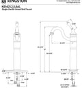 Technical diagram of Heritage Vessel Sink Faucet With 4-Inch Cover Plate, Single Handle, Solid Brass Construction, Chrome Finish, No Pop-Up Drain, 10-Inch Spout Clearance, Classic Bathroom Upgrade, showing dimensions and parts.