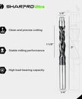 Heavy Duty Compression Spiral Router Bit With 1/4 Inch Shank And Dual Bottom Bearings To Slice Laminate And Plywood Patterns Like Butter For A Straight Shooter Finish, showing dimensions and features.