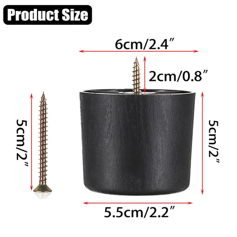 Four 2 Inch Plastic Furniture Legs Screw In Replacement Kit For Sofa Couch Chair Table Cabinet Beds, Size Diagram