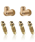 Heavy Duty Four Piece Brake Bleeder Screw Kit With NPT Copper Bases To Pump Back That Pedal Feel And Restore Snappy Stopping Power For Slick Daily Driving Repairs, showcasing four bleed screws and two copper bases.