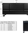 Beefy 72 Inch Rolling Tool Chest On Wheels With 15 Drawers, Mobile Tool Cabinet With Locking System, 18 Inch Deep Wood Top