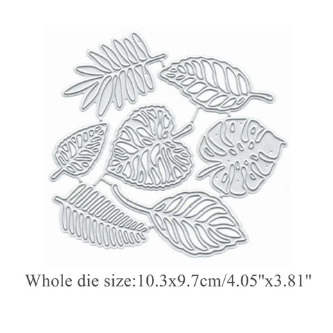 Totally Seven Piece Leaf Die Cut Set For Scrapbooking And Card Making, silver die cuts in plant and flower leaf shapes, 10.3x9.7 cm