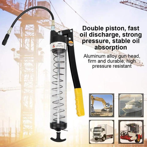 6000 PSI Grease Gun With Transparent Tube For Automotive Industrial And Agricultural Equipment, yellow handle