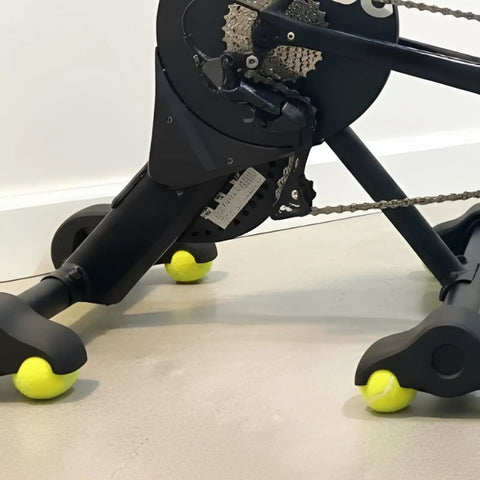 4 Pack Side To Side Motion Feet Upgrade For Van Rysel D100 And Decathlon D100 Trainers with tennis ball mod adapter, side view
