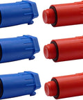Six Pack One Half Inch Water Pressure Construction Testing Plugs Pro Grade With Sealing Gaskets Red And Blue External Thread