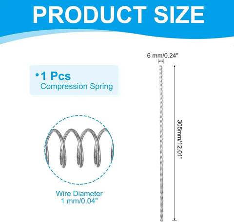 Solid 304 Stainless Steel Mechanical Extension Compression Spring Kit Perfect For Small Scale Diy Repairs And Tough Projects With Smooth Surface And High Elasticity You Get Long Lasting Durable Performance Every Time, 1 pc, 1mm wire, 305mm length