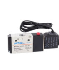 AC220V Three To Two Way Solenoid Valve With One Quarter Inch PT Outlet Model 3V21008 Normally Closed Pneumatic Electric Valve Aluminum Alloy Body