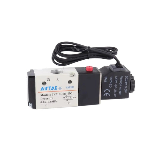 AC220V Three To Two Way Solenoid Valve With One Quarter Inch PT Outlet Model 3V21008 Normally Closed Pneumatic Electric Valve Aluminum Alloy Body