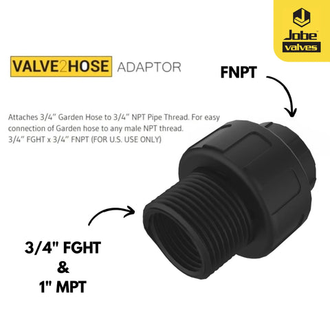 Heavy Duty Garden Hose Adaptor Three Quarter Inch NPT To Garden Hose And One Inch Pipe With Swivel UV Reinforced Nylon And Nitrile Seals Backnut Twist Prevention Tough As Nails Yet Lightweight Durable Fitting black 3/4 FGHT to 1" MPT