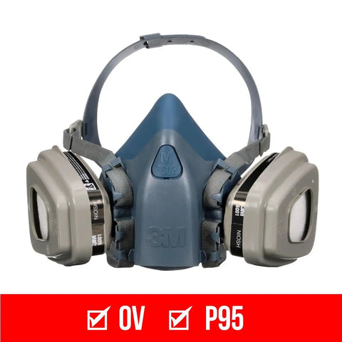 Front view of Advanced Comfort Reusable Respirator Kit 7512P1-DC OV P95 with medium facepiece and 6001 organic vapor cartridges.