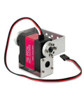Heavy Duty Dual Shaft Digital Servo Featuring Killer Thirty Five Kilogram Rock Solid Torque And Slick Metal Gears For Full Two Seventy Sweep In Rc Cars Robots side view with metal casing and wires