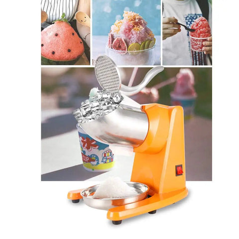 Electric Ice Crusher With Double Blade For Smoothies And Slushies, Stainless Steel Body, Snow Cone Grinder, 300W shown with slushies