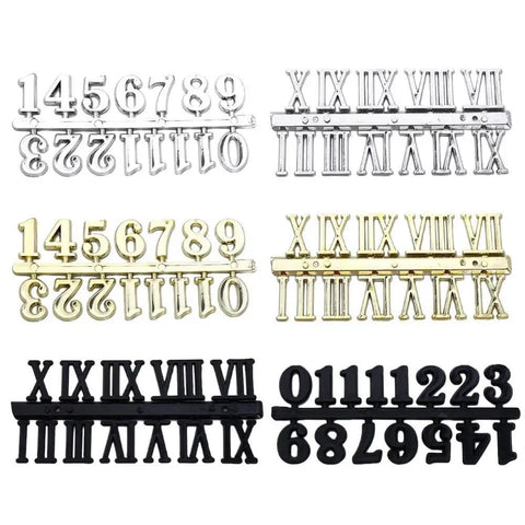 Quartz Clock Numerals Replacement Set not self adhesive for clock repair and DIY wall clocks Arabic numbers in silver gold black