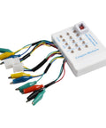 No Fuss Brushless Motor Controller Tester Designed For Electric Bikes And Scooters Providing Fast Hall Sensor Verification Plus Phase Angle Detection With Sixty To One Twenty Degree Calibration And Thirty Six Wiring Choices Inside Sturdy Abs Shell. Compact diagnostic tool with multiple colored wires and connectors.