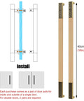 Diagram of Rectangular Push Pull Door Handle For Sliding Barn Doors, Exterior Interior Mount, 16 Inch Length, installation view