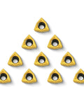 Triangle-shaped carbide turning inserts, TiN-coated, from a 20 Pack TiN Coated Carbide Turning Inserts WCMT06T304 WCMT32.51 For CNC Lathe Replacement.