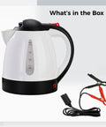 Heavy Duty 12V Portable Electric Car Kettle 1000Ml Travel Water Heater With Spill Proof Handle fast boiling kettle and car adapter.