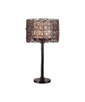 Rustic Tanglewood Outdoor Table Lamp With Oil Rubbed Bronze Finish, lattice shade, patio deck porch lighting, 28 inch tall